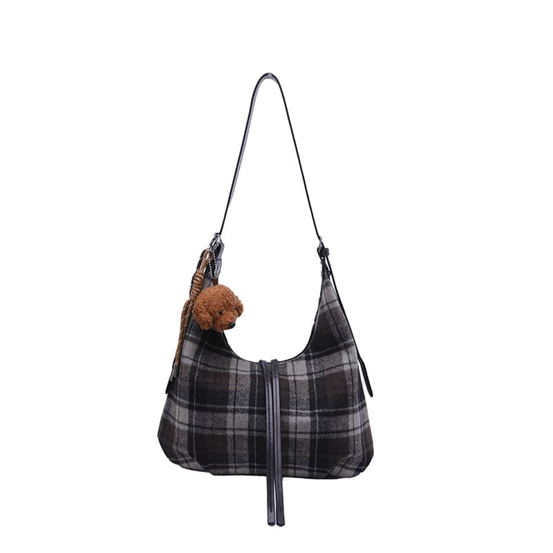 College Commuter Bag for Women, Vintage Fashion Plaid Canvas Tote Bag, Large Capacity 3-in-1 Crossbody Bag