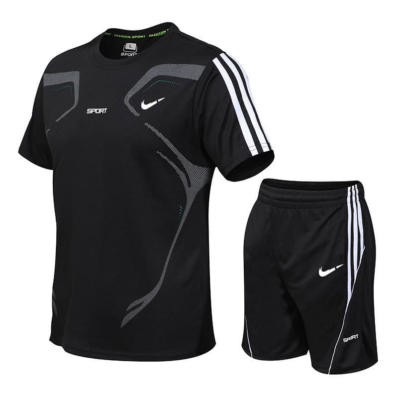 2026 Sport Suit Men Gym Quick-Dry Casual Soccer Running Training Short Sleeve Shorts Spring Summer