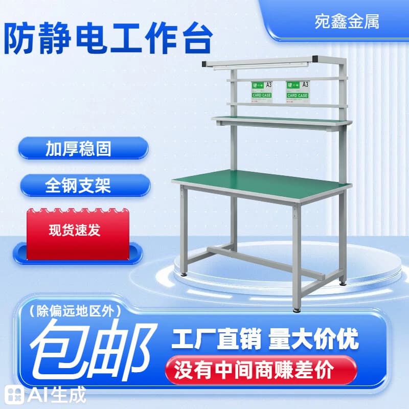 ESD Anti-Static Workbench with Light for Cleanroom, Repair Table, Inspection Table, E-commerce Packing Table