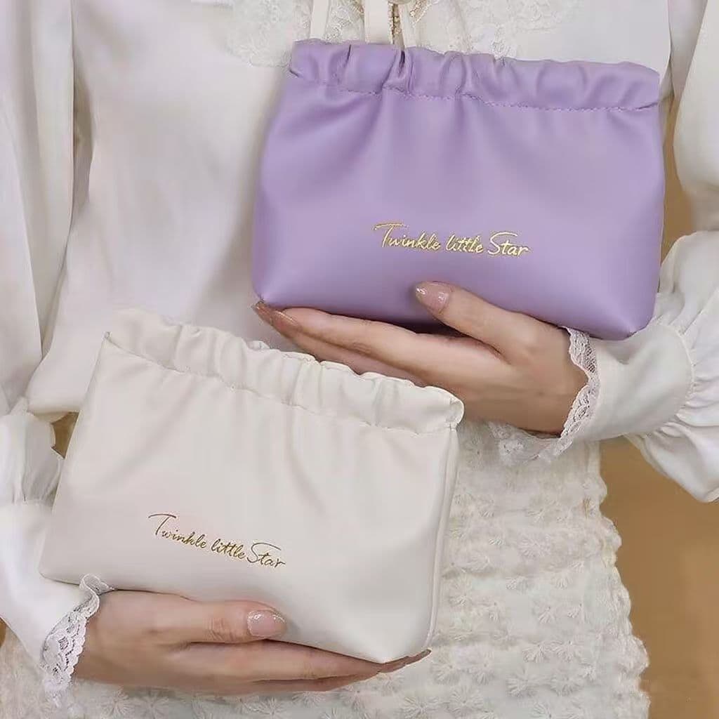 New Style Pleated Bag, Elastic Band Bag, Women's Travel Portable Storage Bag, Lipstick Makeup Bag, Carry-On Bag, Data Cable Coin Purse