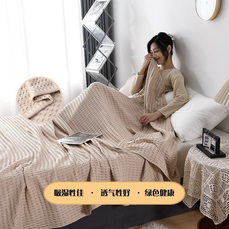 Cross-Border New Pure Cotton Adult All-Cotton Waffle Weave Towel Blanket, Gauze Cover Blanket, Air Conditioning Quilt, Wholesale Single Item Drop Shipping