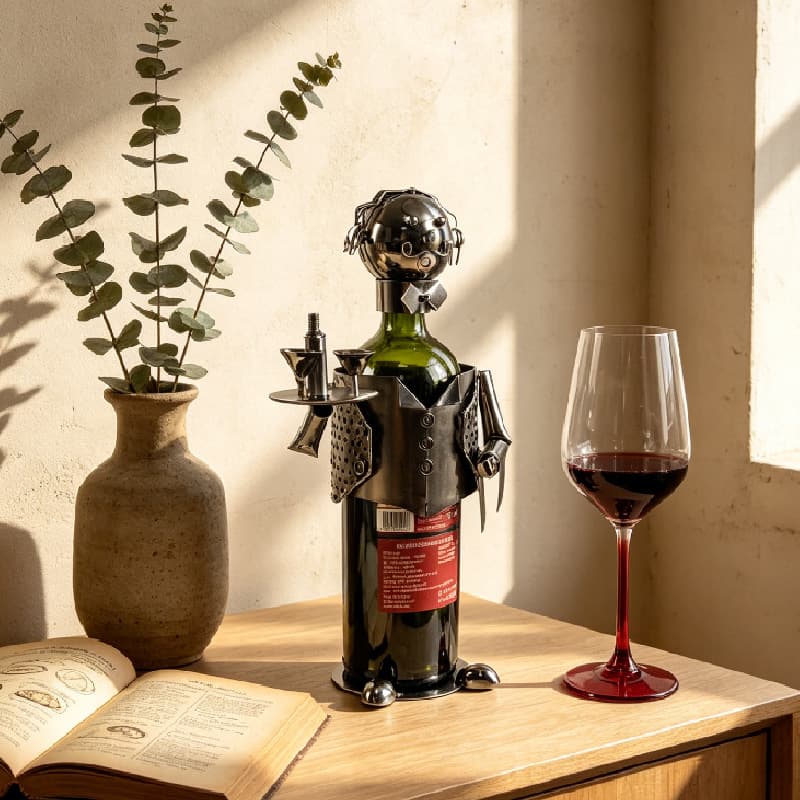 Cross-border creative wine cabinet decoration office desktop furnishings modern home living room craft gifts iron wine rack