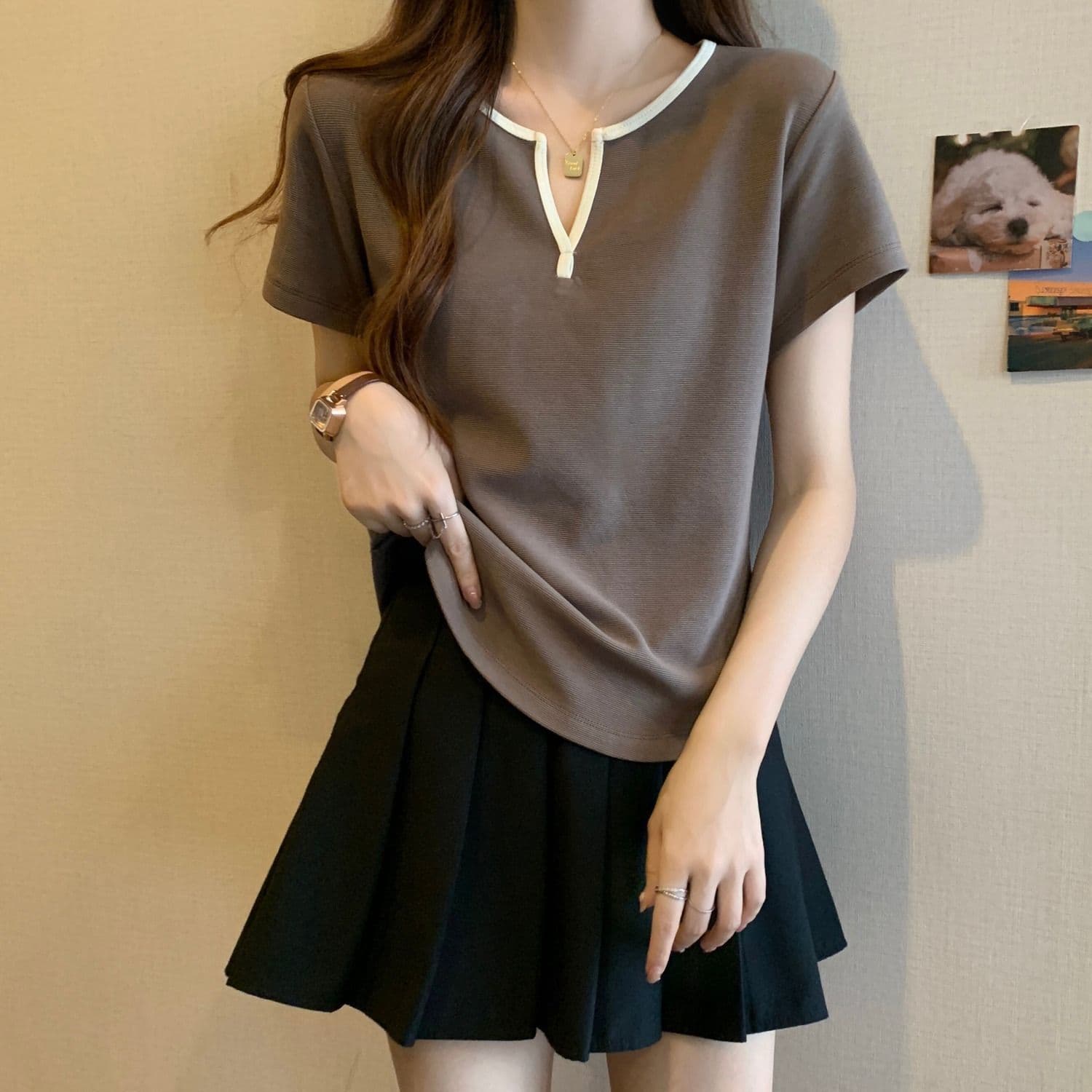 Plus Size Women's Summer V-Neck Short Sleeve T-Shirt, Slimming and Age-Defying, Versatile Top