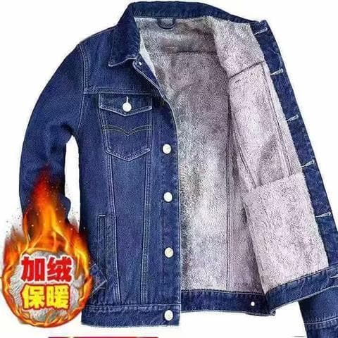Thickened Fleece Men's Denim Jacket Casual Loose Winter Warm Outerwear Casual Loose Fit Men's Jacket Comfortable Top