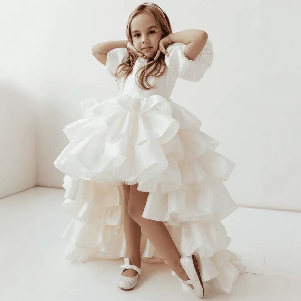 First Birthday Gown Cake Skirt Train Princess Dress Flower Girl Wedding Birthday Girls' Gown Baby Child Tutu Dress