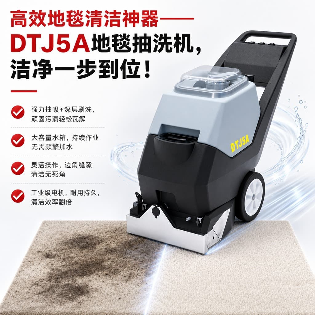 Commercial 3-in-1 Carpet Cleaner for Hotels and Billiard Halls, Carpet Washing, Spray Extraction and Vacuuming, Fabric Cleaning Machine