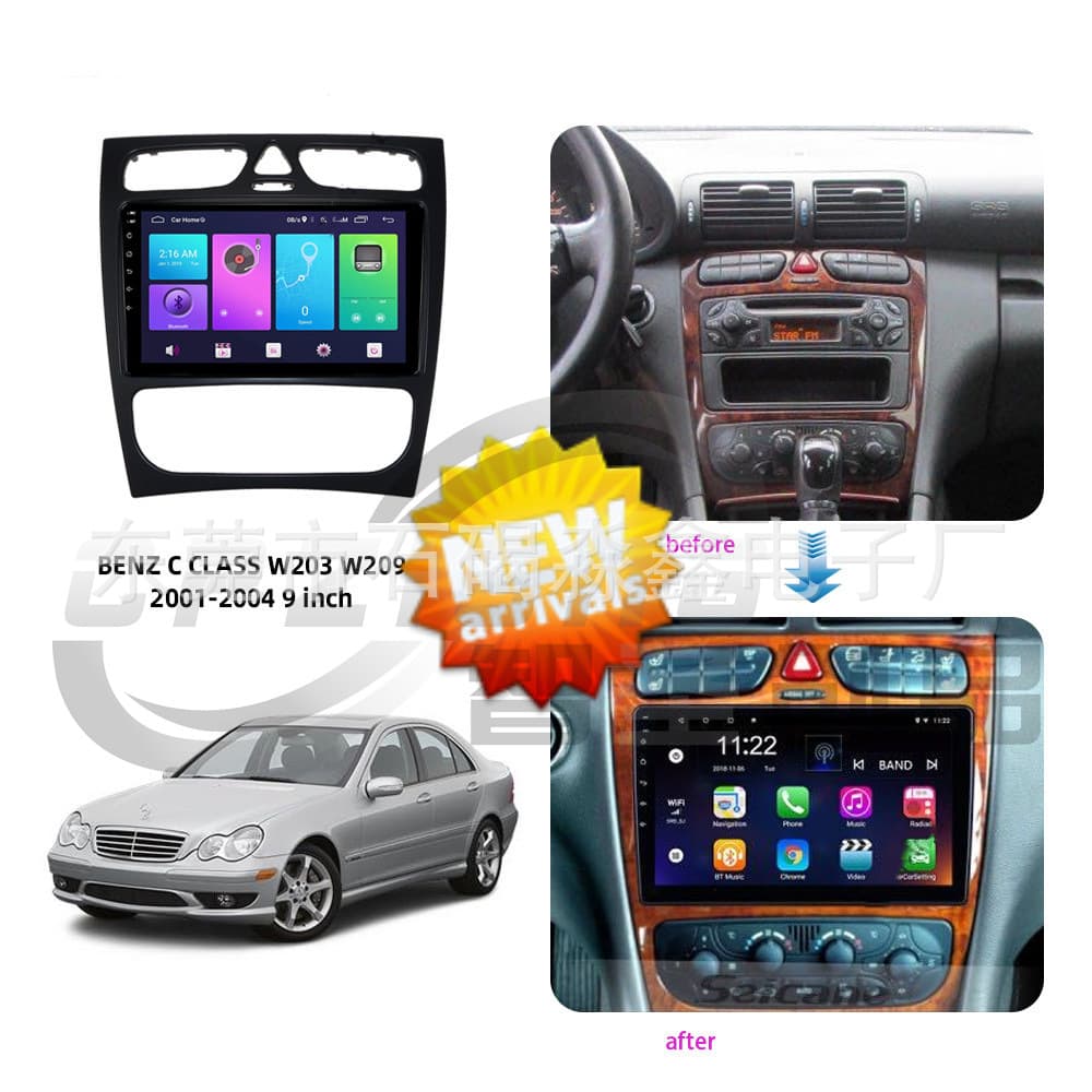 Car Navigation Trim Panel Universal Fit Kit for Mercedes-Benz C-Class W203 W209