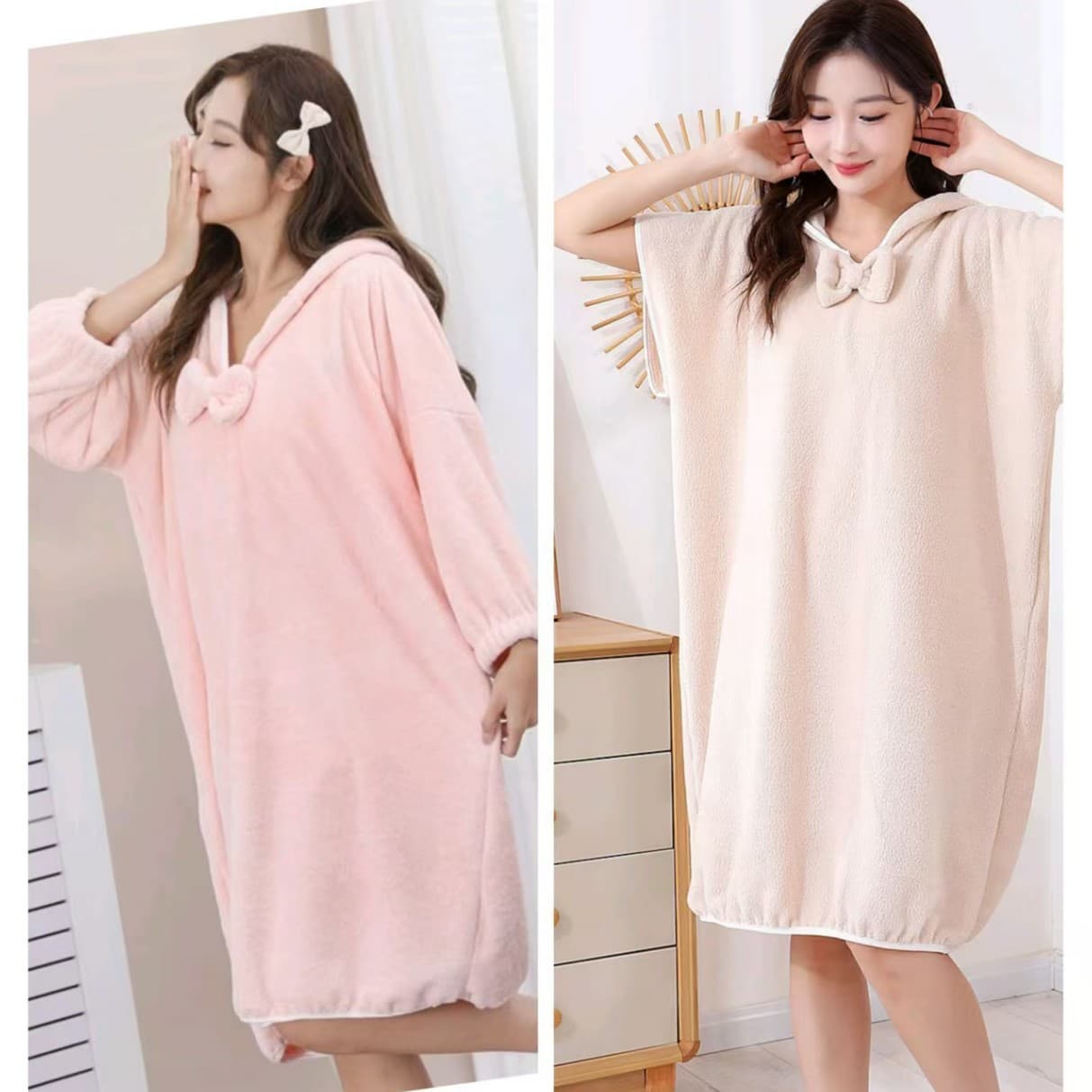 Hooded Bathrobe Bath Wrap Coral Fleece Wearable Bath Towel Extended Thick Bath Skirt Long Sleeve Bathrobe Stock Bath Towel Bathrobe Factory