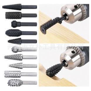 5-Piece Set Black Woodworking Wolf Tooth Rotary File Electric Grinding Head Tool DIY Grinding Tool Accessories Kit