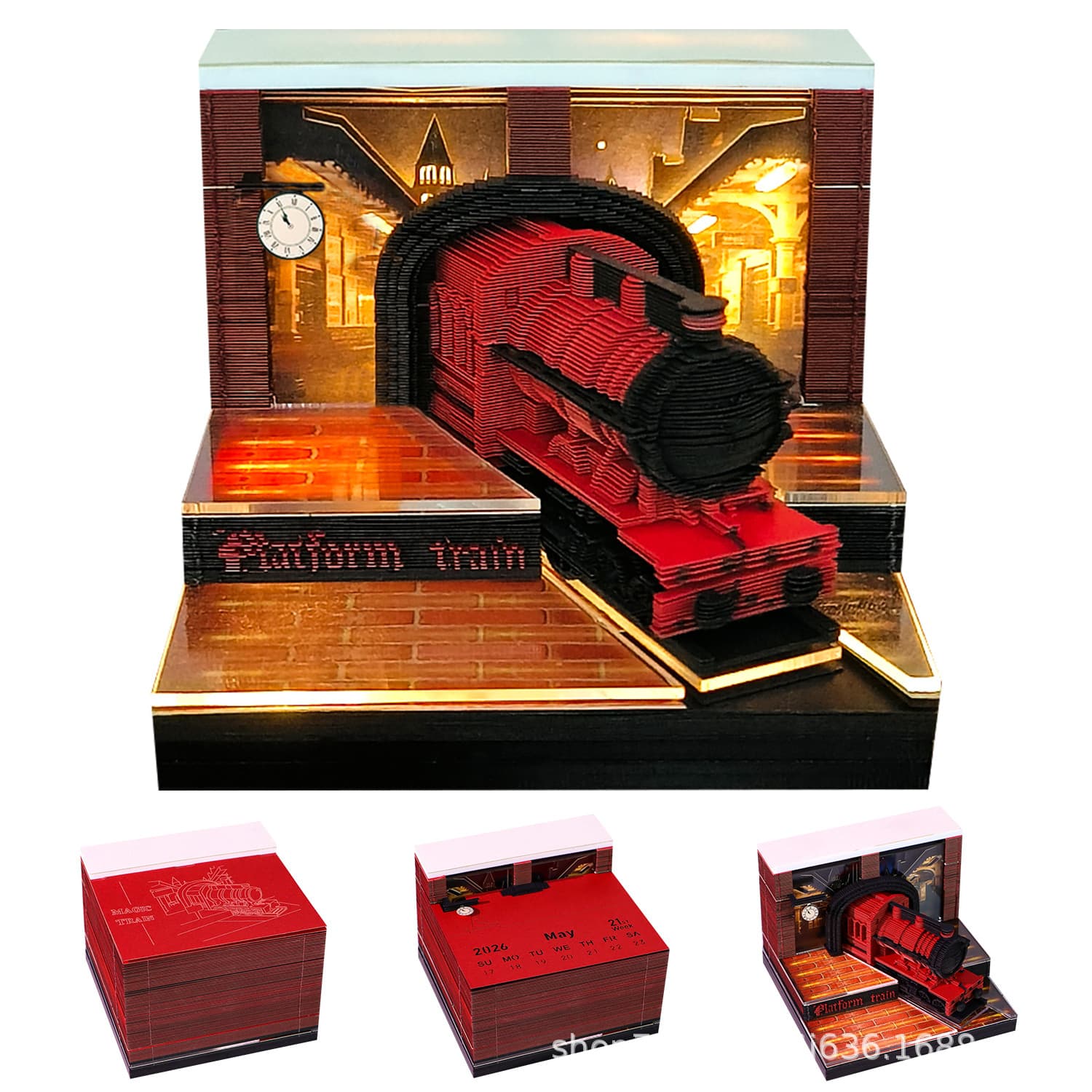 Magic Platform Train Cross-border 3D with 2026 Calendar Notepad In Stock Fast Shipping