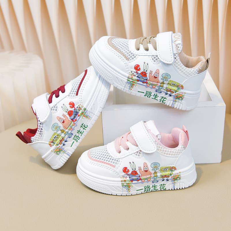 Girls' Shoes 2026 New Fashion Summer Kids Cartoon Sneakers Princess Casual White Board Shoes