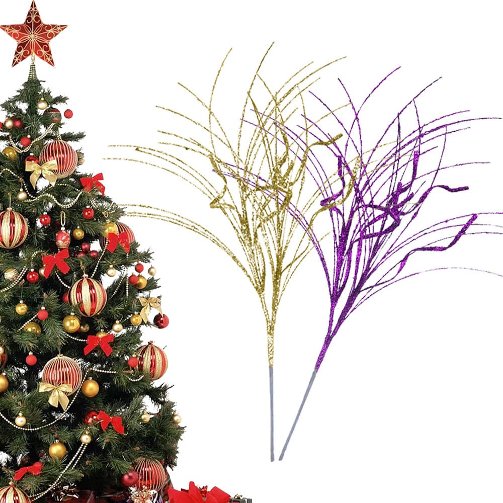 43cm Glitter Sparkle Decorative Spiral Curly Wire Christmas Home Decoration Gold Dust Curly Wire Grass