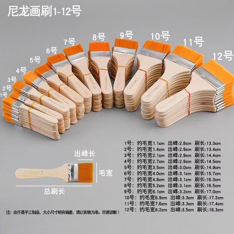 Painting Brush Nylon Brush Flat Brush Wash Brush Row Brush Pigment Brush Art Watercolor Gouache Oil Painting Brush