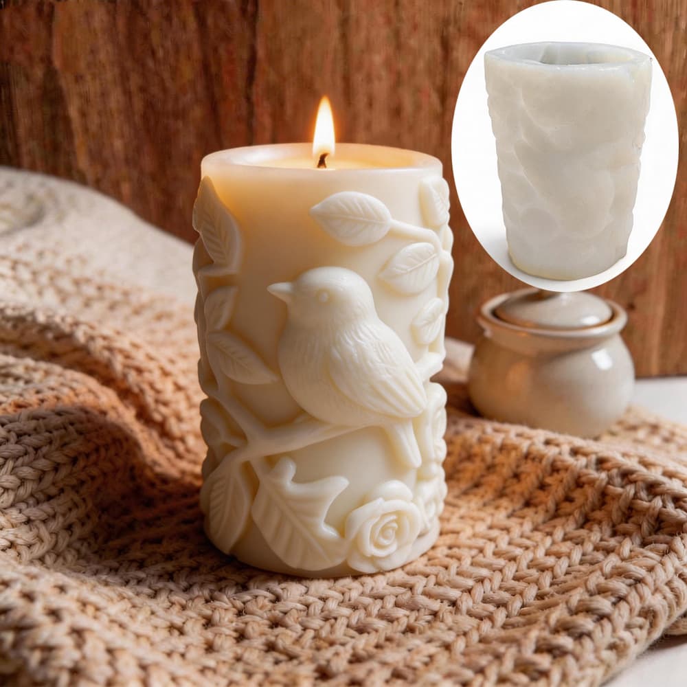 Quan Mingxiang three-dimensional relief flower and bird scented candle silicone mold diy handmade soy wax soap chocolate mold