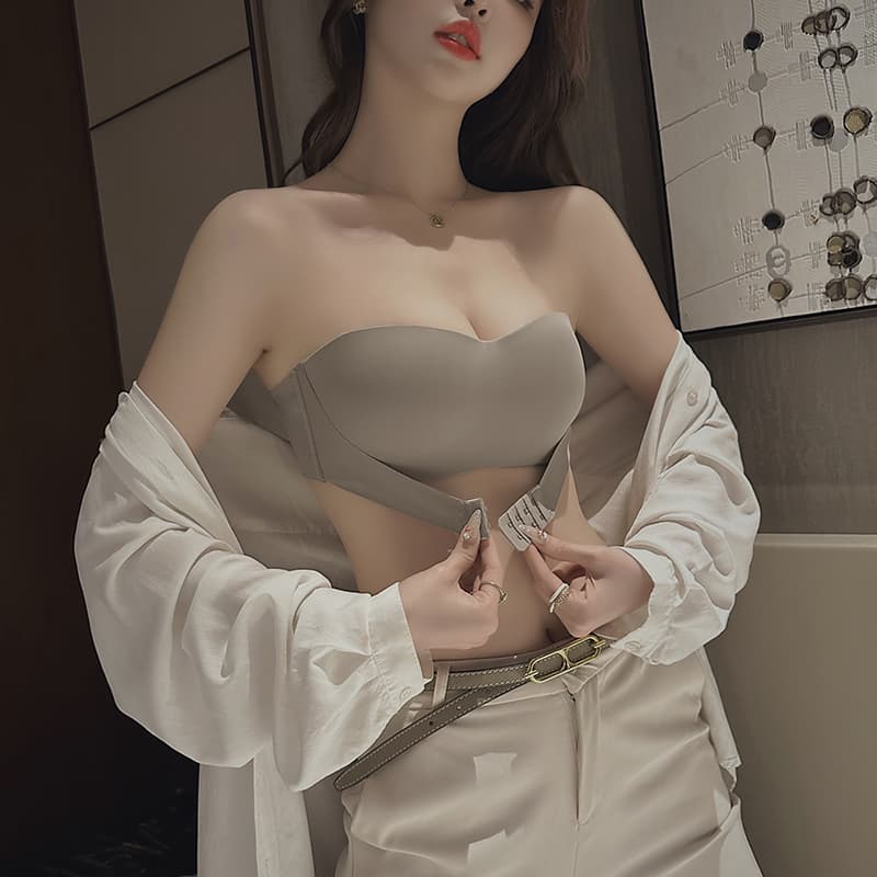 Wireless Bridal Underwear Women Gather Anti-Slip Small Chest Appears Large Prevent Exposure Wrap Tube Top Bra Invisible Beautiful Back