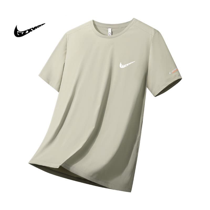 Men's 2025 Summer Short Sleeve T-Shirt New Loose Fit Large Size Sports Quick-Dry Ice Silk T-Shirt Top