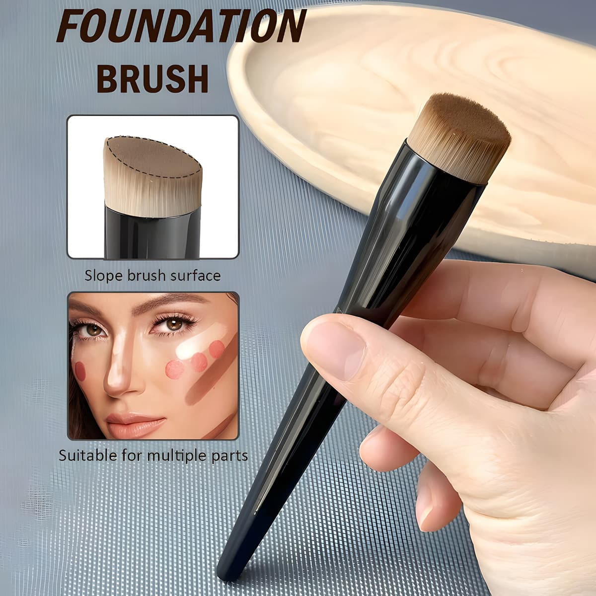Single Black Foundation Brush, Contouring Brush, Beauty Tool, Angled Brush, Cross-Border, Dropshipping, Factory Direct Shipment