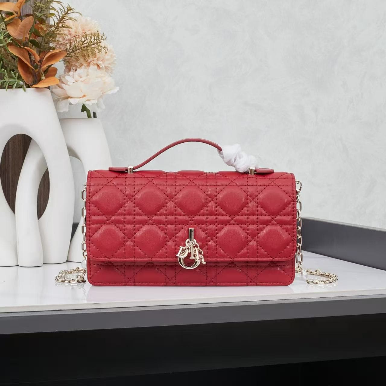 2024 Summer New Premium D-Style Classic Quilted Chain Bag Crossbody Shoulder Small Square Luxury