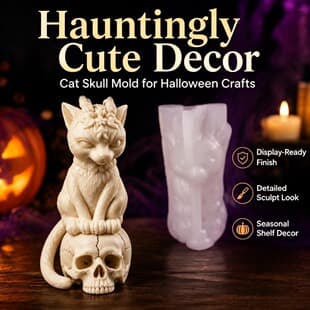 Skull Black Cat 3D Silicone Mold Halloween Resin Aromatherapy Candle DIY Decorative Ornament Casting Mold