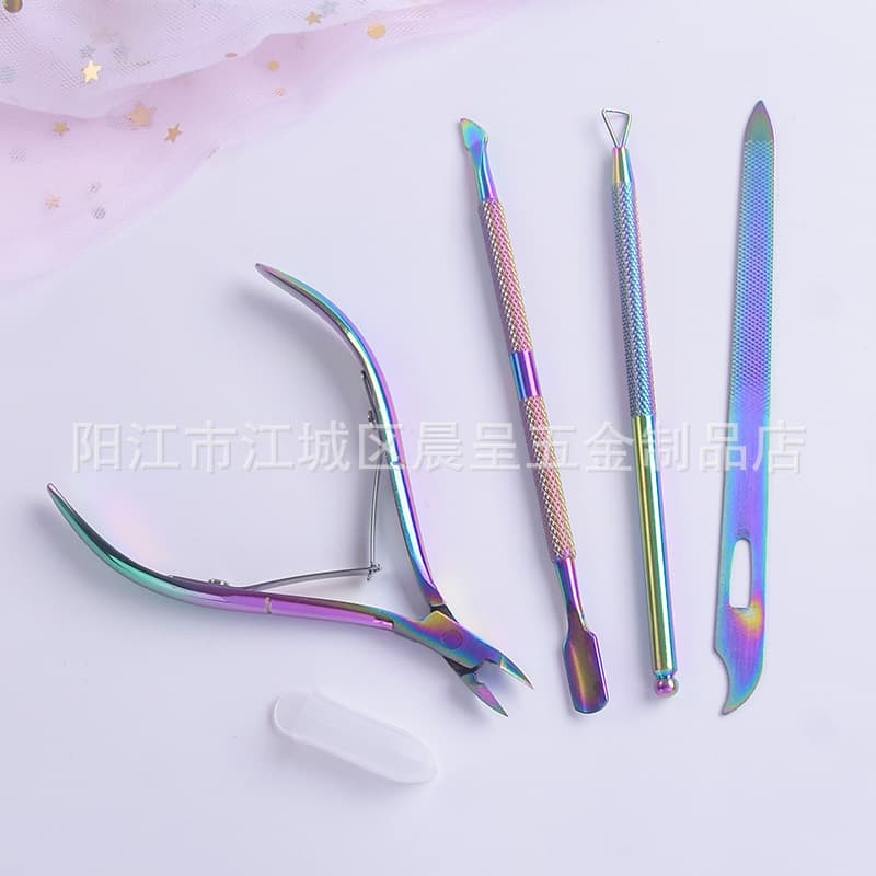 Stainless steel dead skin scissors dead skin pusher manicure tool set dead skin pliers push nail scraper steel nail scraper scraper durable