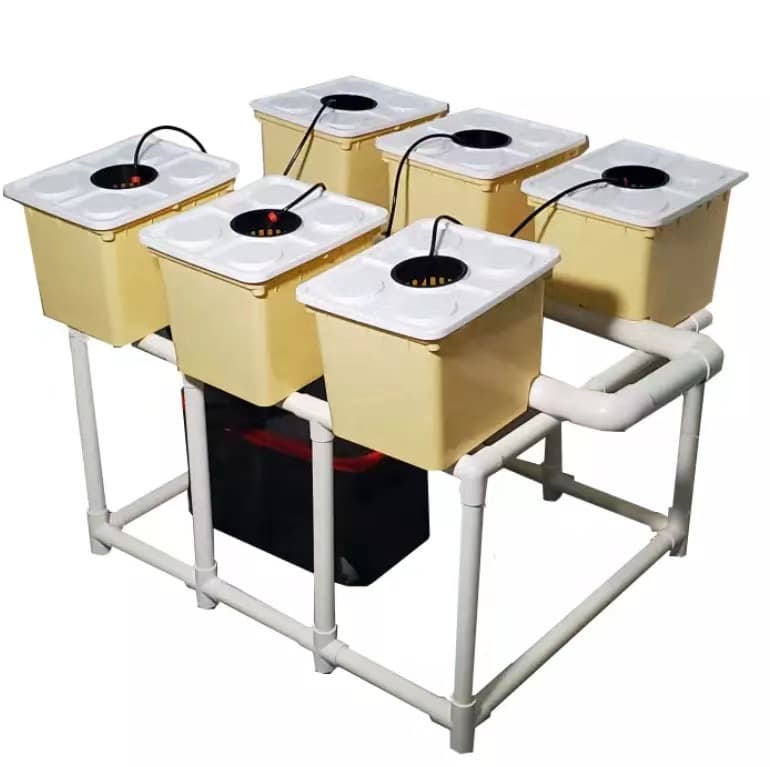6-Bucket Dutch Bucket Hydroponic Seedling System for Balcony Vegetable Gardening, Home Soilless Cultivation 5-Bucket Planter