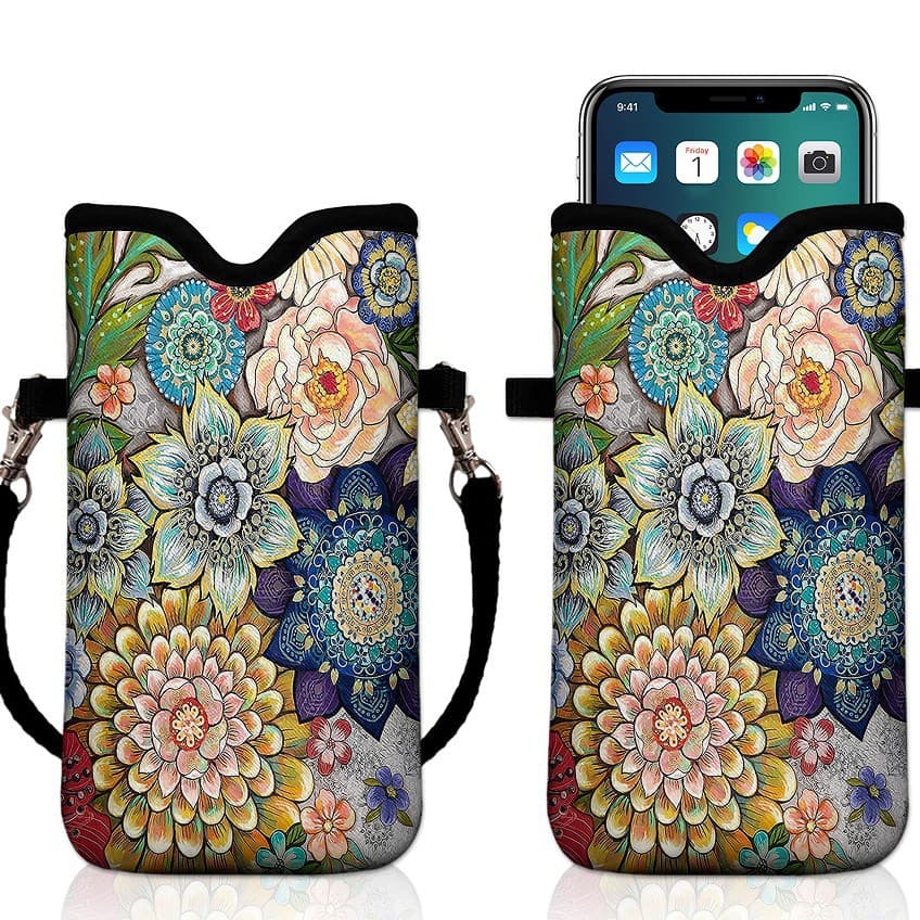 Amazon Best-Seller Neoprene Waterproof Outdoor Portable Adjustable Crossbody Phone Pouch, Neoprene Card Holder