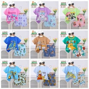 Children's Pajamas Summer 2025 Cartoon Short Sleeve Sleepwear Set for Boys and Girls Home Wear
