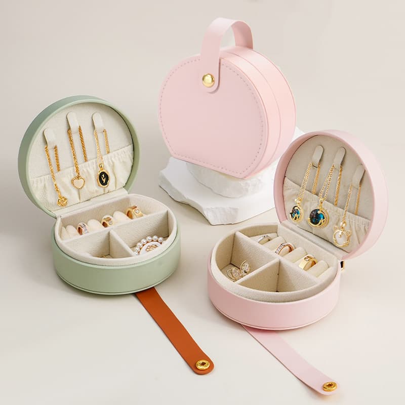 Semi-circular Portable Jewelry Box Princess Handbag Mini Earring Necklace Ring Case Cross-border Stock Drop Shipping