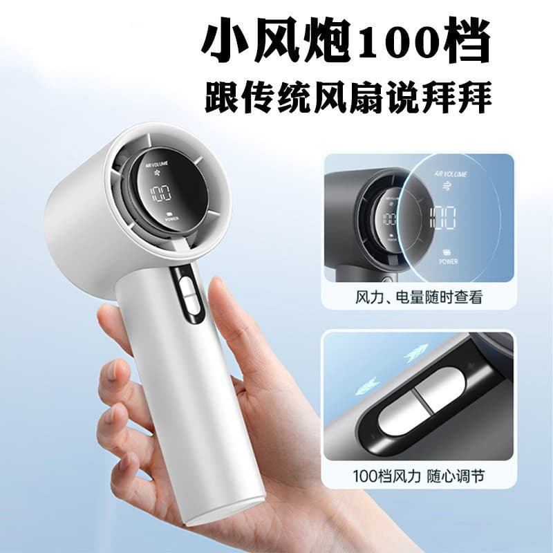 Cross-border Hot-Sale 100-Level High-Speed Handheld Fan, USB Rechargeable Mini Outdoor Portable Turbo Fan