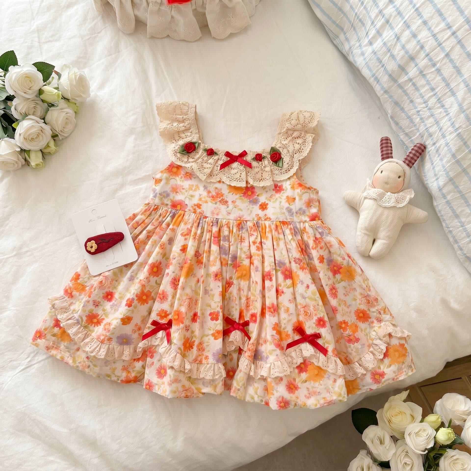 Girls Summer Vacation Floral Princess Dress 2026 New Style Kids Baby Fashionable Vest Dress Thin