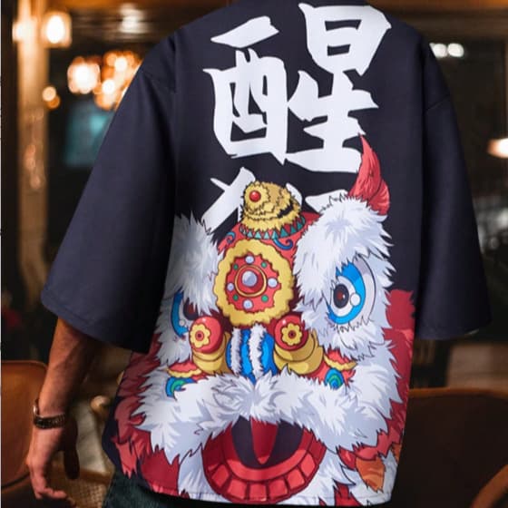 Haori Kimono Cardigan Street Fashion Japanese Style Print Seven-Sleeve Unisex Couple Drape Thin Jacket Shawl