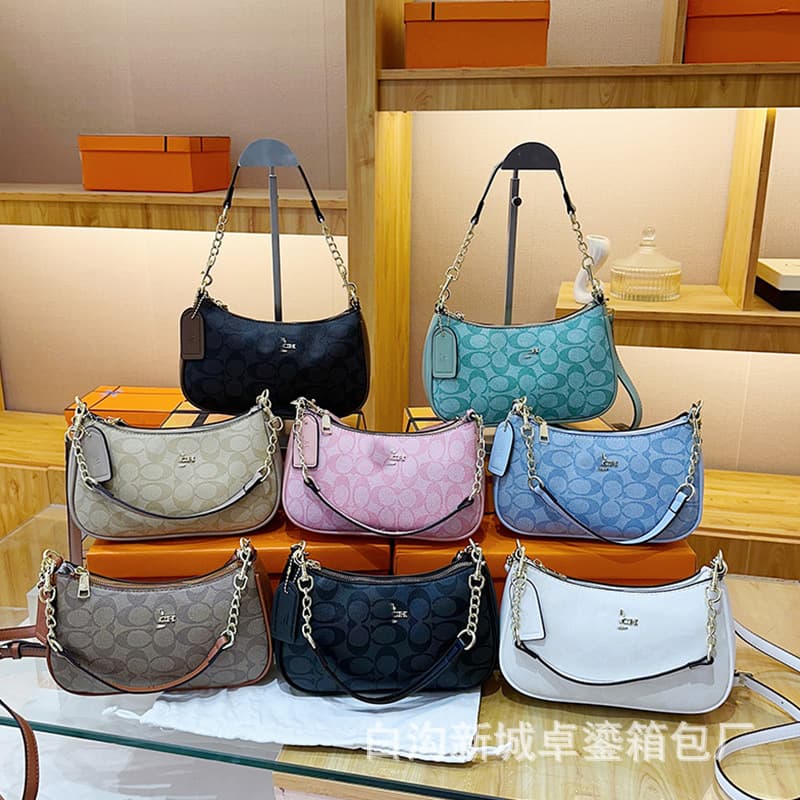 COACH 2025 New Crossbody Bag for Women, Classic Versatile Underarm Bag, Chain Print Crescent Shoulder Bag