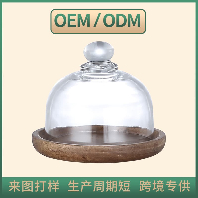 Factory Direct Mini Dessert Plate Japanese Dessert Display Plate Cupcake Hotel Solid Wood with Glass Tray