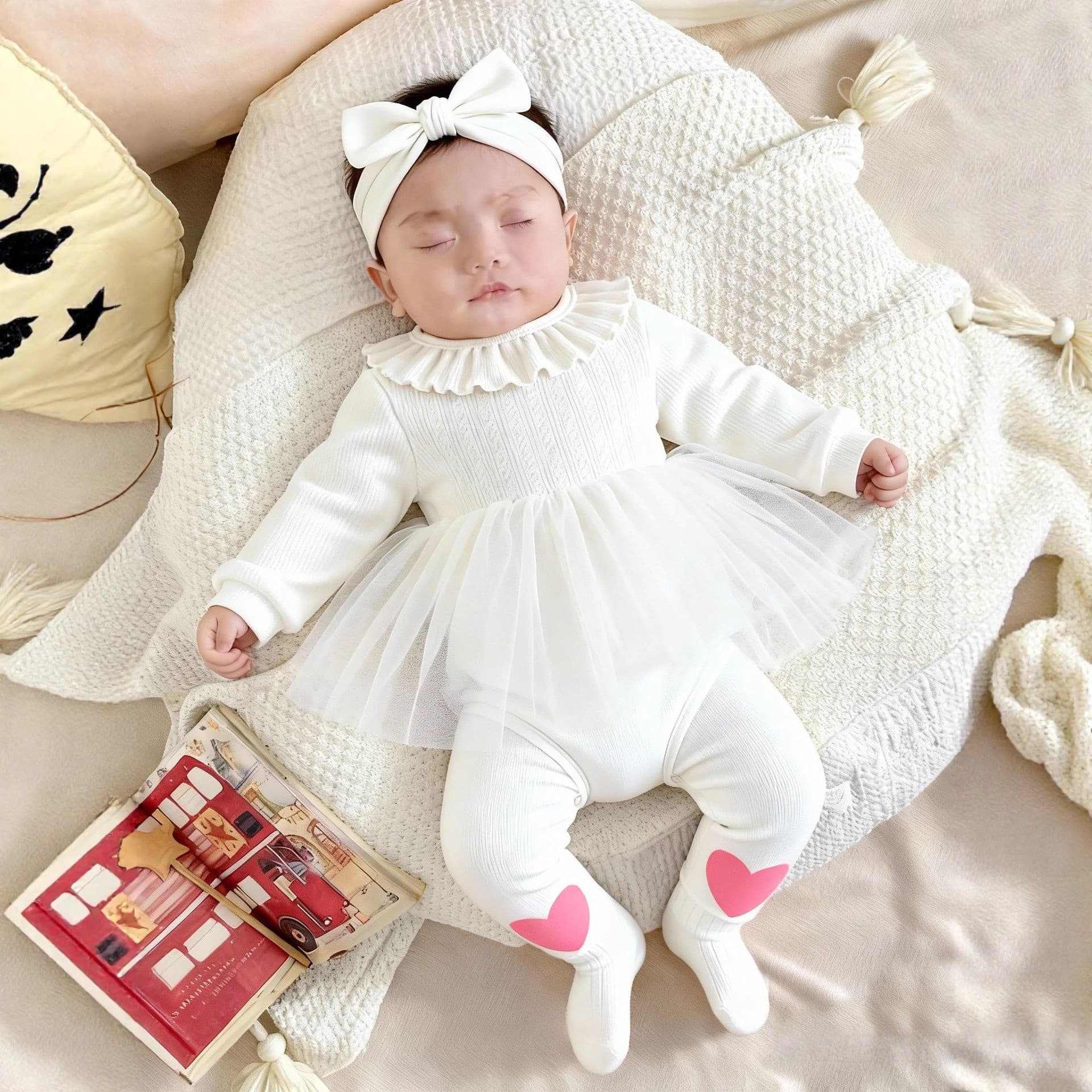Newborn full-month baby clothes 0 to 3 months autumn and winter baby girl red one-month-old one-piece 100-day banquet bag fart clothing