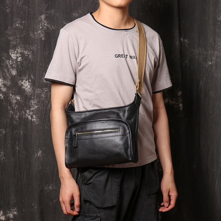 New Cross-Border Men's Genuine Leather Slim Shoulder Bag Women's Soft Cowhide Crossbody Bag Large Capacity iPad Bag Fashion Men's Bag