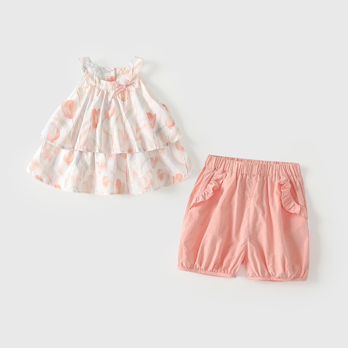 Girls' suits, new summer clothes, fashionable and stylish, baby girl's halter top, skirt, shorts, two-piece set, princess one-year-old suit