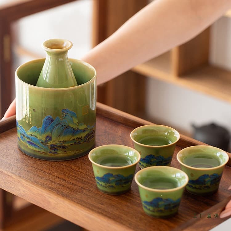 Wine warmer gift box set high-end sake cup ceramic household spirits cup small wine cup wine divider soju