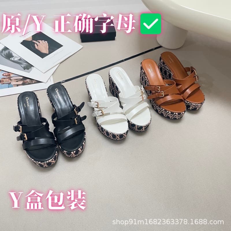 Women's Sandals High Heels 8cm Fashion Platform Wedge One-Strap Slippers Summer Outdoor Open-Toe Premium Casual Sandals