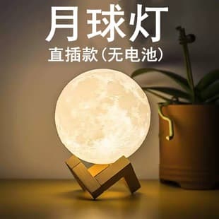 Plug-In Moon Light Moon Lamp 3D Night Light LED Planet Decoration Atmosphere Desk Lamp Holiday Gift