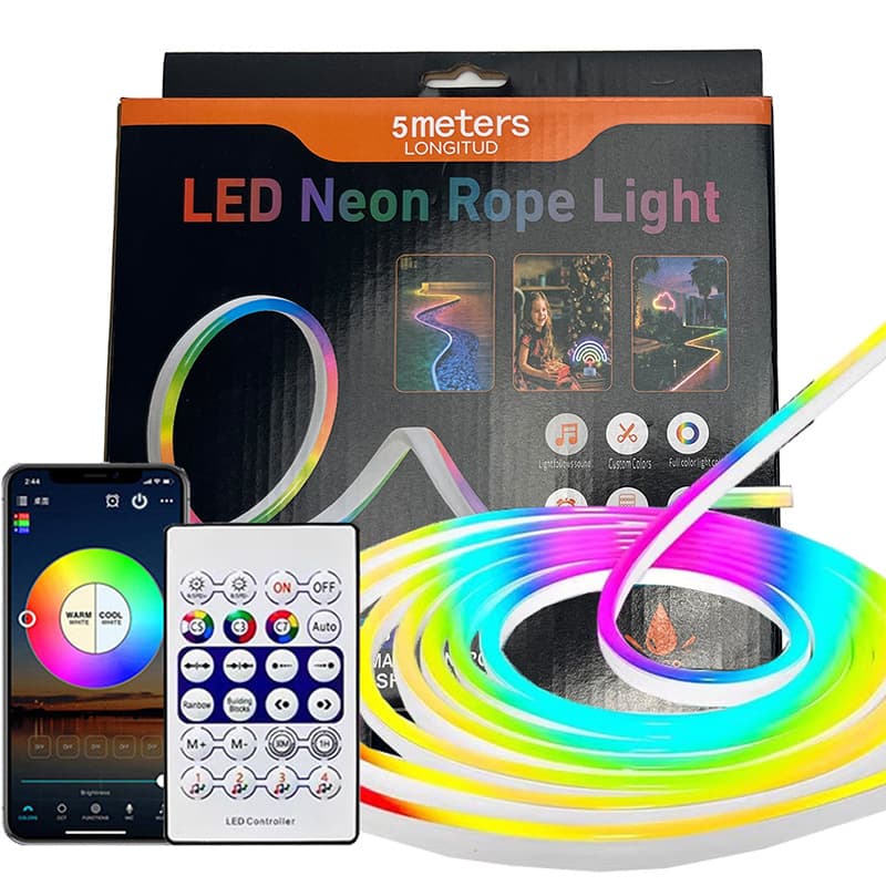 Smart LED Flexible Silicone Strip Light with Colorful Effects, Outdoor Waterproof Gaming Atmosphere Kit 5V Neon Light Strip