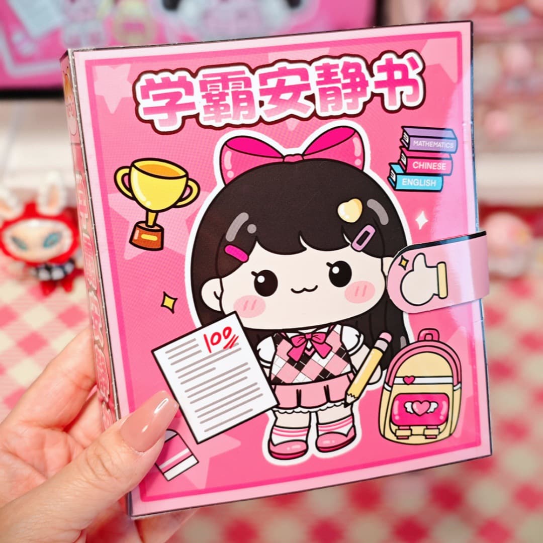 Cute and Genius Quiet Book, Squeezable Fun Campus Original Sticker Book, Stress-Relieving Toy, Bean-Shaped Notebook, Journal Material