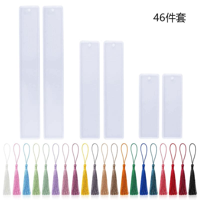 Crystal Epoxy Resin Bookmark Mold DIY AB Glue Large Medium Small Tassel Decoration Set Silicone Mold Cake