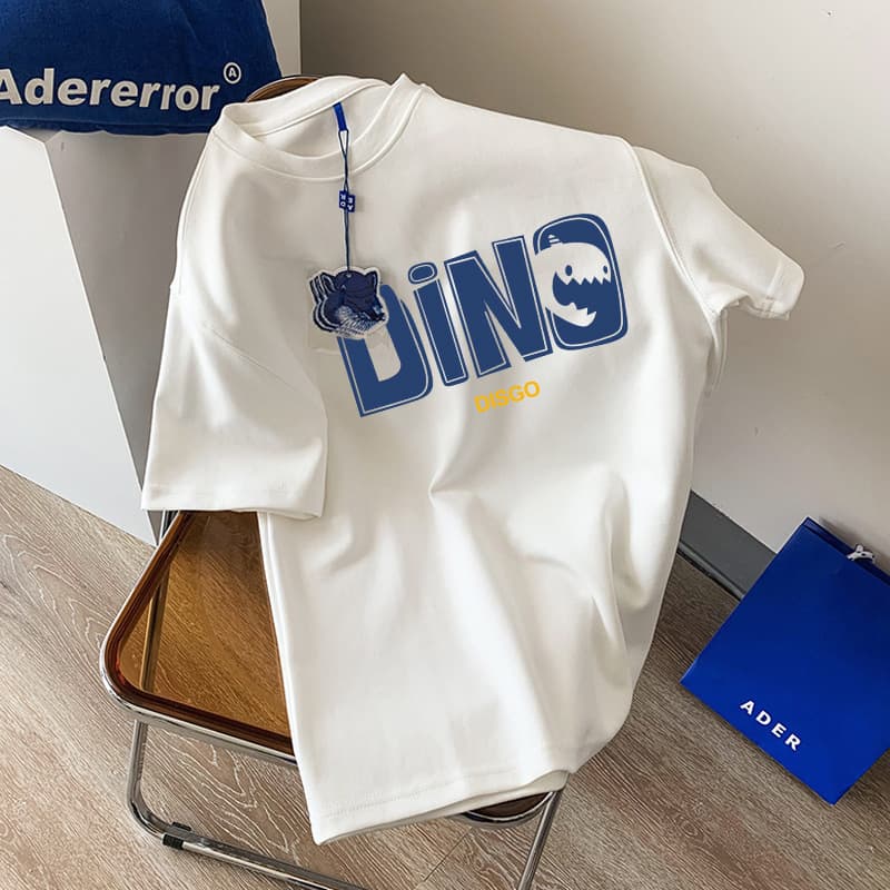 Trendy Ins Style White Pure Cotton Short Sleeve T-Shirt for Women, New Summer Loose Fit Printed Top, Crew Neck Tee, Basic Layer