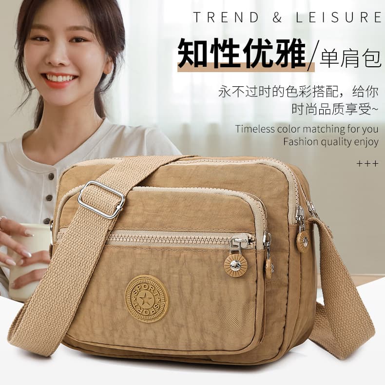 Cross-border mother bag new shoulder bag for women multi-layer zipper crossbody bag nylon cloth lightweight middle-aged and elderly bag small square bag