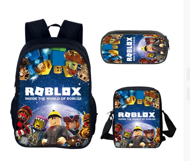 Cross-border Roblox Student Backpack Korean Style School Bag for Primary and Middle School Students Ins Fashion Trendy Rucksack 3-Piece Set