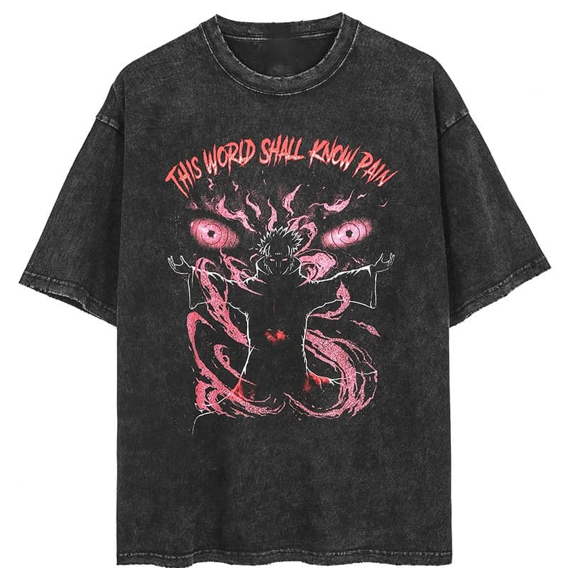 2026 New Style Vintage Dark Anime Print Street Retro T-Shirt, Streetwear Round Neck Short Sleeve Tee for Men