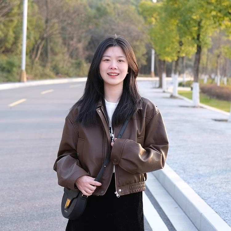 Brown PU Leather Jacket for Women Short 2025 Trendy Style for Petite Maillard Black