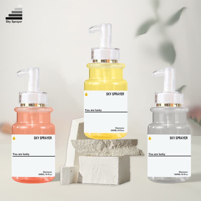 pet 300ml shampoo bottle acrylic pump head plastic empty bottle high-end shower gel bottle sub-wash care push bottle