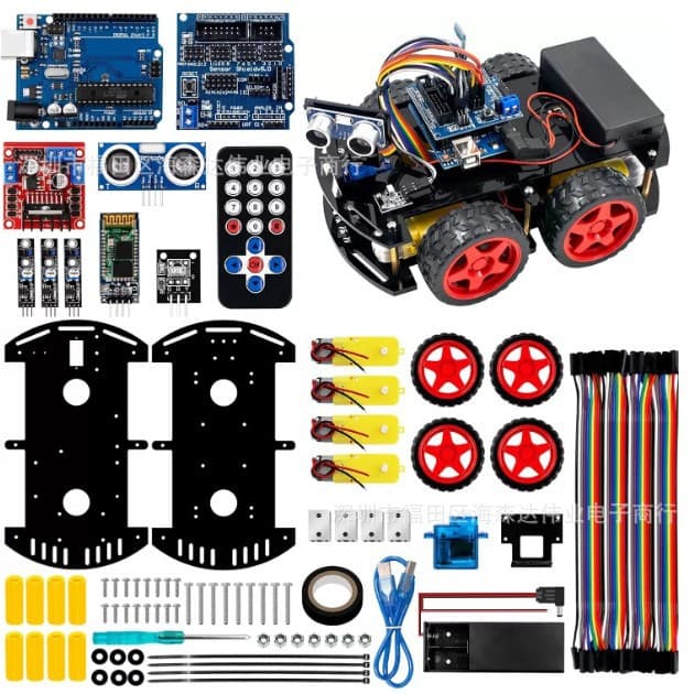 2026 New Smart Car 4-Wheel DIY Kit 4WD Robot Car Compatible with UNO 4-Wheel Smart Car
