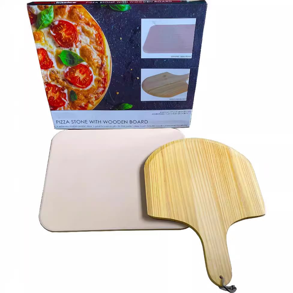 2-piece Set Wooden Shovel Purple Clay Pizza Stone High-temperature Resistant Ceramic Pizza Stone Pan Oven Use